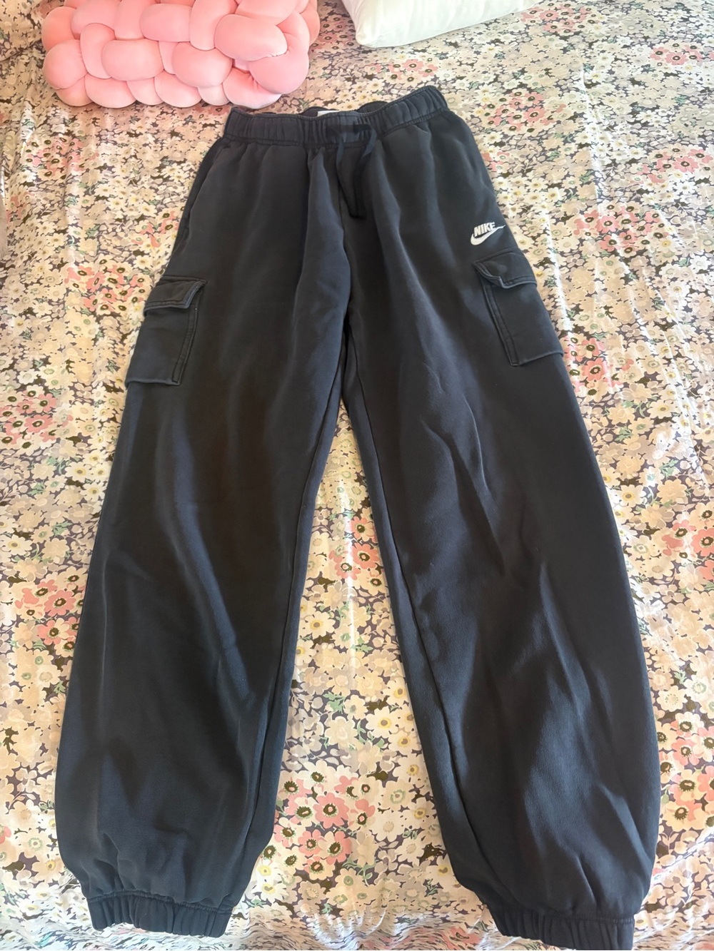 Nike Black Women’s Oversized Cargo Joggers with White Logo